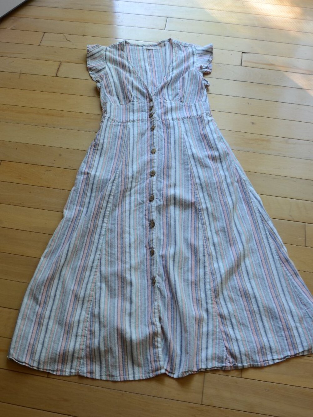 Marine Layer Camila Stripe Button Front Midi Dress Size M